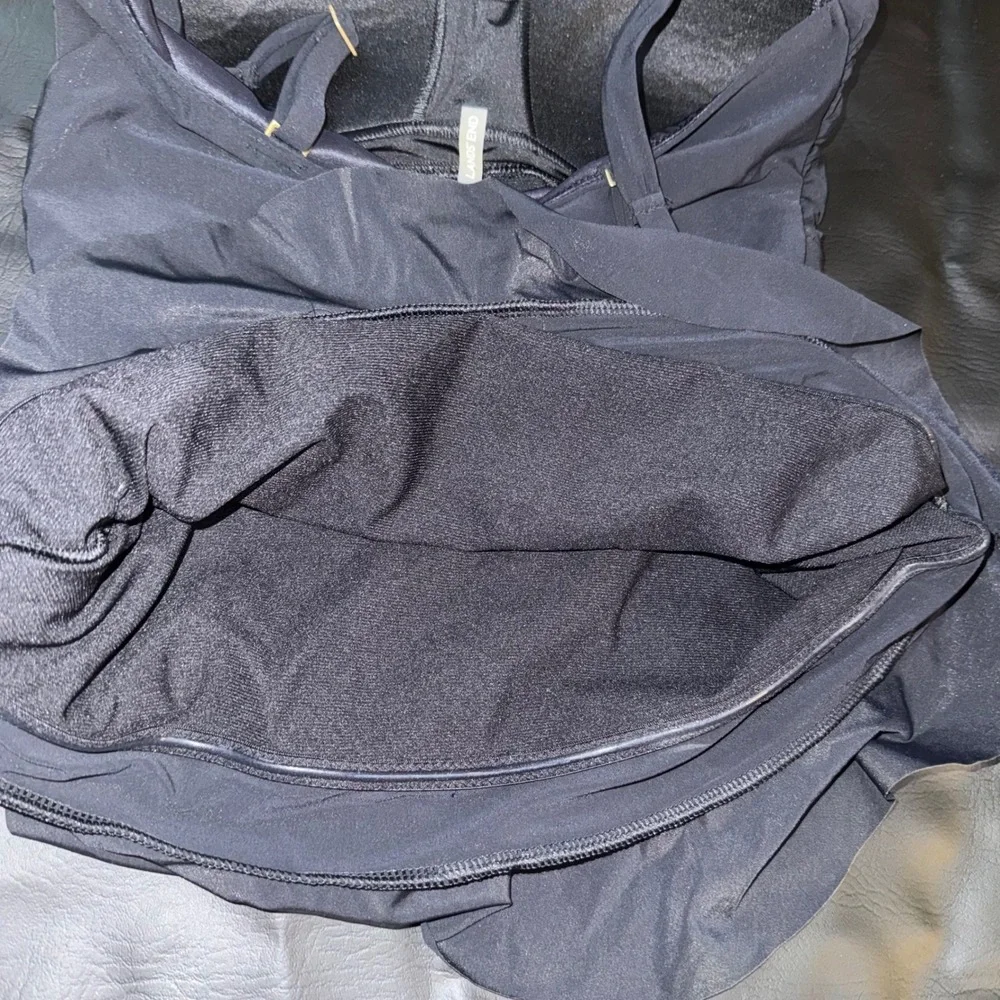 Lands End Black Slender Ruched Tankini Top Sweetheart Ruffle Swimsuit Size 6‎
